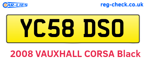 YC58DSO are the vehicle registration plates.