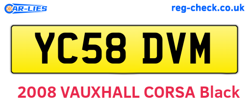 YC58DVM are the vehicle registration plates.