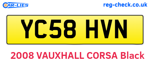 YC58HVN are the vehicle registration plates.