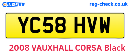 YC58HVW are the vehicle registration plates.