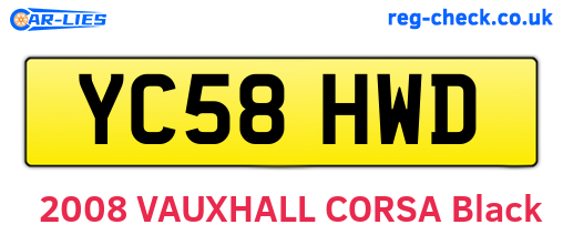 YC58HWD are the vehicle registration plates.