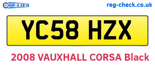 YC58HZX are the vehicle registration plates.