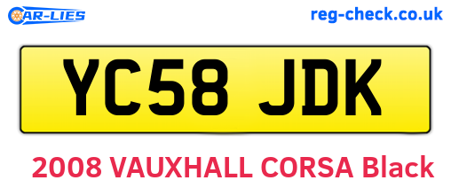 YC58JDK are the vehicle registration plates.