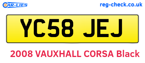 YC58JEJ are the vehicle registration plates.