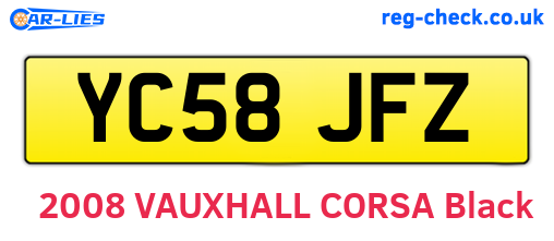 YC58JFZ are the vehicle registration plates.