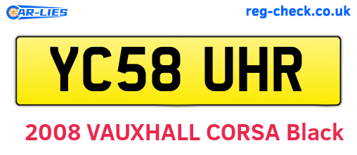 YC58UHR are the vehicle registration plates.