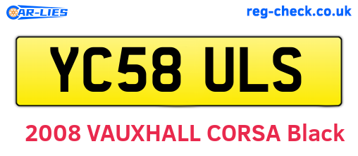 YC58ULS are the vehicle registration plates.
