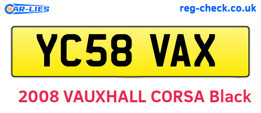 YC58VAX are the vehicle registration plates.