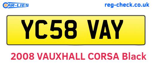 YC58VAY are the vehicle registration plates.