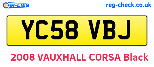 YC58VBJ are the vehicle registration plates.