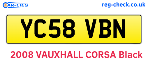 YC58VBN are the vehicle registration plates.