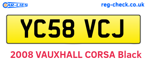 YC58VCJ are the vehicle registration plates.