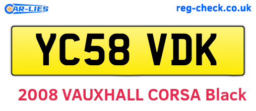 YC58VDK are the vehicle registration plates.