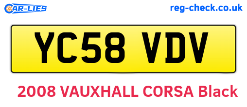 YC58VDV are the vehicle registration plates.