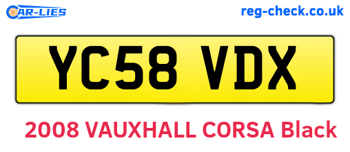 YC58VDX are the vehicle registration plates.