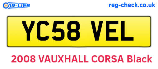 YC58VEL are the vehicle registration plates.
