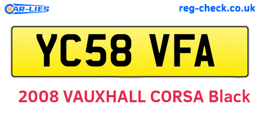 YC58VFA are the vehicle registration plates.