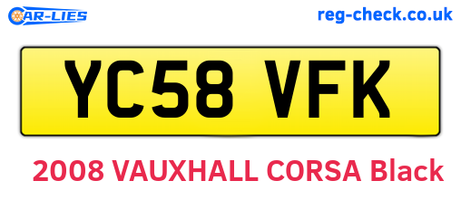 YC58VFK are the vehicle registration plates.