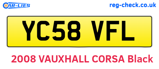YC58VFL are the vehicle registration plates.