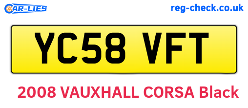 YC58VFT are the vehicle registration plates.