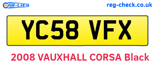 YC58VFX are the vehicle registration plates.