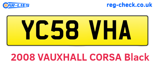 YC58VHA are the vehicle registration plates.