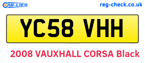 YC58VHH are the vehicle registration plates.