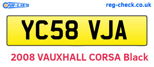 YC58VJA are the vehicle registration plates.