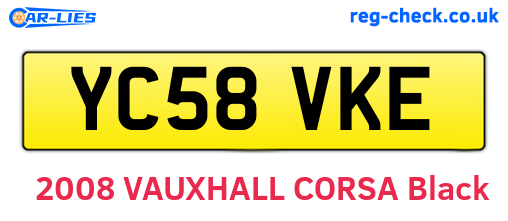 YC58VKE are the vehicle registration plates.