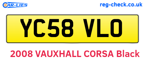 YC58VLO are the vehicle registration plates.