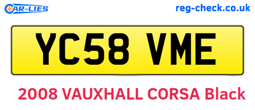 YC58VME are the vehicle registration plates.