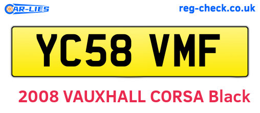 YC58VMF are the vehicle registration plates.
