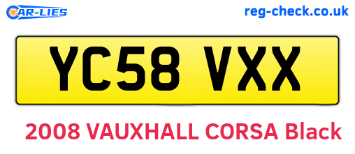 YC58VXX are the vehicle registration plates.