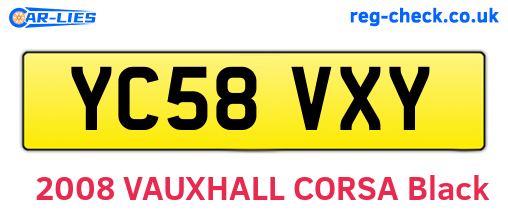 YC58VXY are the vehicle registration plates.