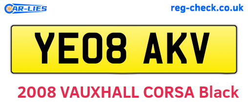 YE08AKV are the vehicle registration plates.