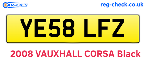 YE58LFZ are the vehicle registration plates.