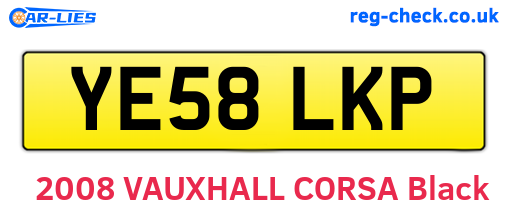 YE58LKP are the vehicle registration plates.
