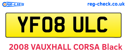 YF08ULC are the vehicle registration plates.