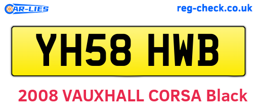 YH58HWB are the vehicle registration plates.