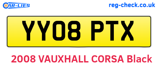 YY08PTX are the vehicle registration plates.