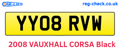 YY08RVW are the vehicle registration plates.