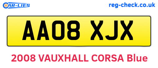 AA08XJX are the vehicle registration plates.