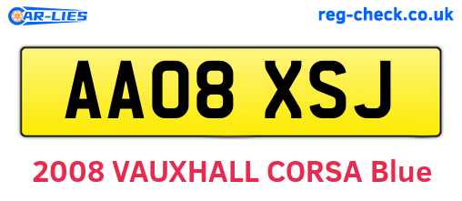 AA08XSJ are the vehicle registration plates.