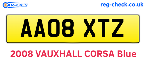 AA08XTZ are the vehicle registration plates.
