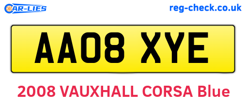 AA08XYE are the vehicle registration plates.