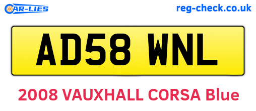 AD58WNL are the vehicle registration plates.