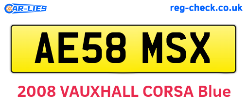 AE58MSX are the vehicle registration plates.