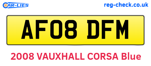 AF08DFM are the vehicle registration plates.