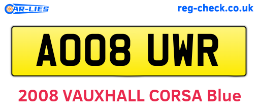 AO08UWR are the vehicle registration plates.