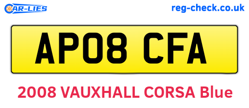 AP08CFA are the vehicle registration plates.
